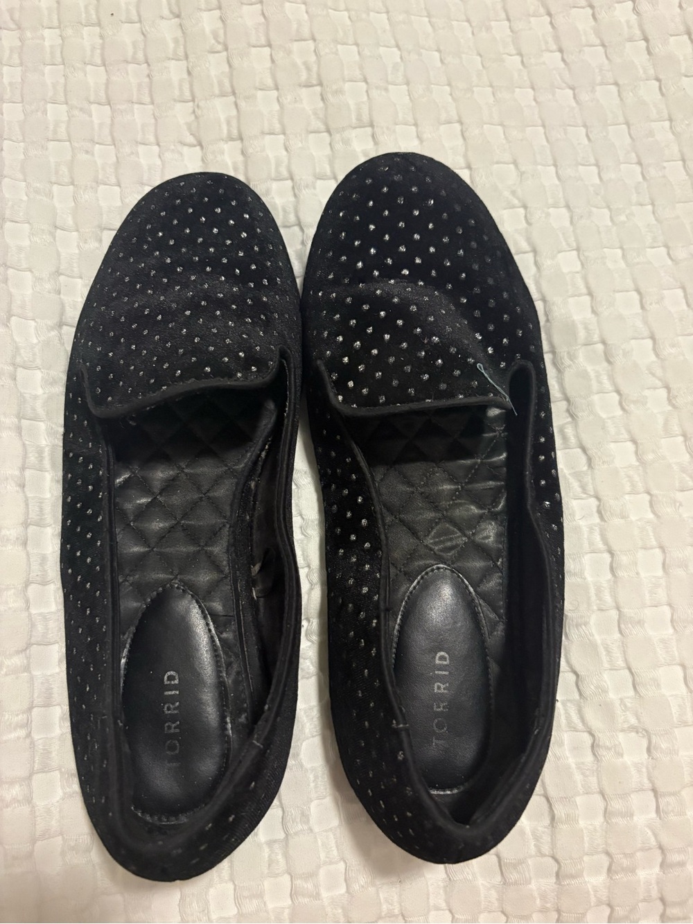 *4 for $30* torrid Black rhinestone Suede Loafers